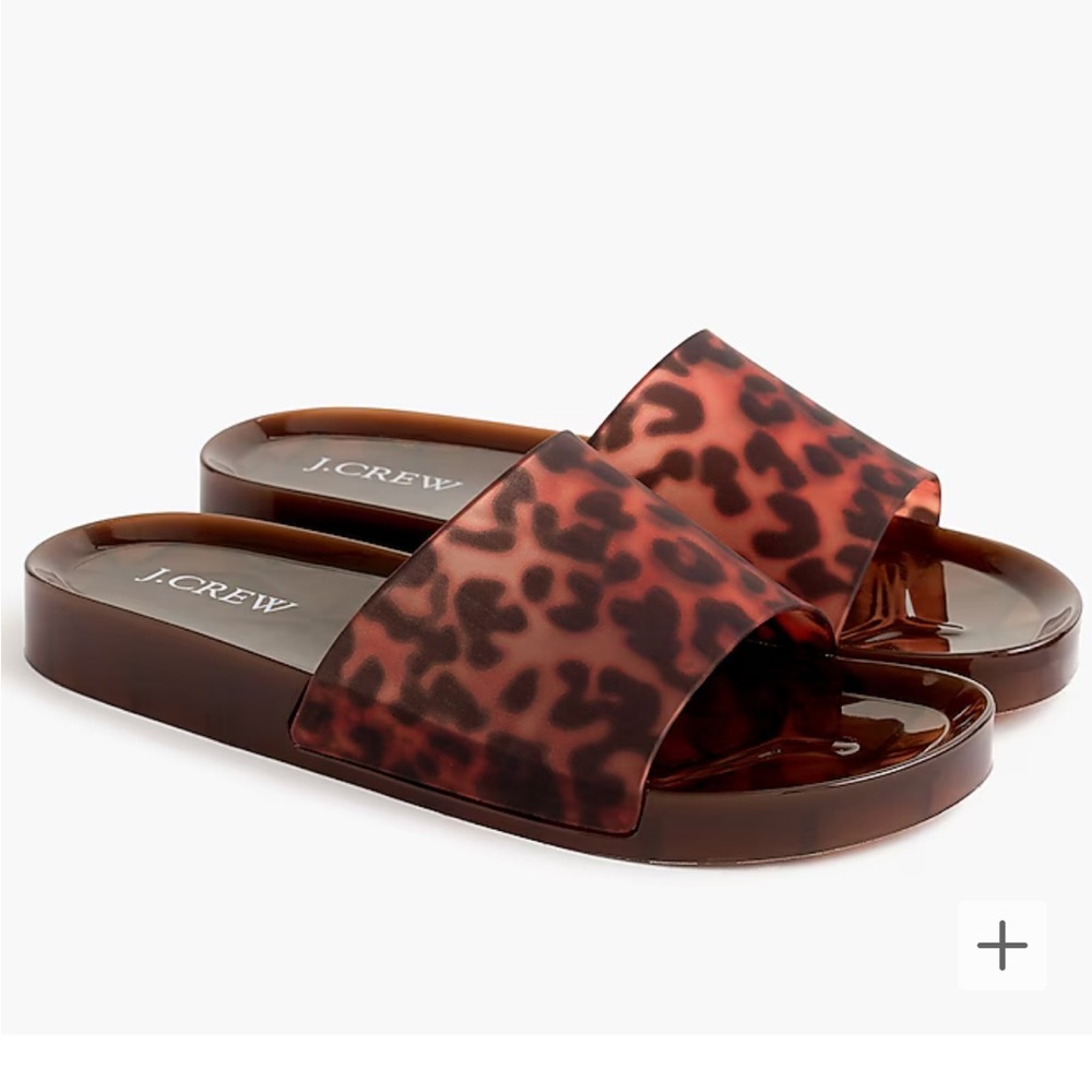 J. Crew Tortoise Pool Slides, Size 5 (fits up to sz 6), Print looks like leopard